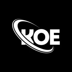 Foto op Canvas KOE logo. KOE letter. KOE letter logo design. Initials KOE logo linked with circle and uppercase monogram logo. KOE typography for technology, business and real estate brand. © mamun25g