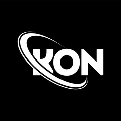KON logo. KON letter. KON letter logo design. Initials KON logo linked with circle and uppercase monogram logo. KON typography for technology, business and real estate brand.