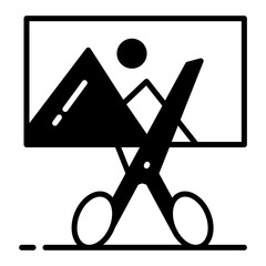 image cut or photo crop tool concept, picture canvas editor app vector icon design, Web design and Development symbol, user interface or graphic sign, website engineering stock illustration