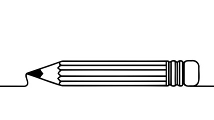 Single continuous line drawing of pencil. Pen icon. Back to school minimalist style.