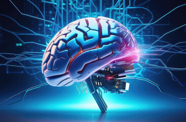 Brain or Artificial intelligence concept. Symbol of wisdom point. Artificial Intelligence, AI, technology, human brain, intelligence, connection