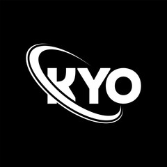 KYO logo. KYO letter. KYO letter logo design. Initials KYO logo linked with circle and uppercase monogram logo. KYO typography for technology, business and real estate brand.