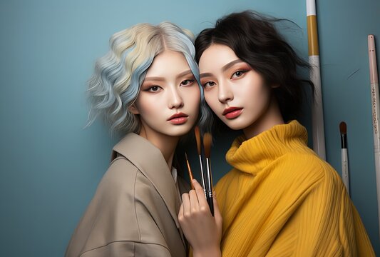 portrait of a asian couple of artists