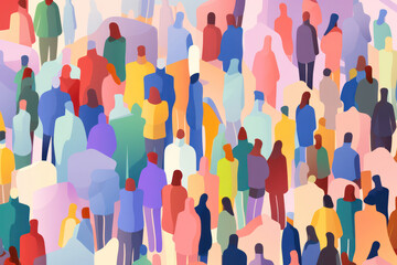 Social Business Crowd: A Multitude of Individuals in a Vibrant and Diverse Community Gathering Together on a White Background
