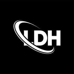 LDH logo. LDH letter. LDH letter logo design. Initials LDH logo linked with circle and uppercase monogram logo. LDH typography for technology, business and real estate brand.