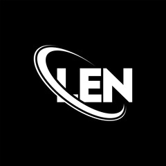 LEN logo. LEN letter. LEN letter logo design. Initials LEN logo linked with circle and uppercase monogram logo. LEN typography for technology, business and real estate brand.