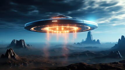 Obraz premium An image of Industrial neon light scifi background on the air or sky Generative AI