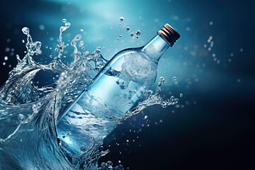bottled water with water splash