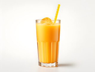 Isolated glass of fresh orange juice, a cold and sweet citrus beverage, perfect for a healthy and refreshing breakfast or anytime drink,Generative Ai