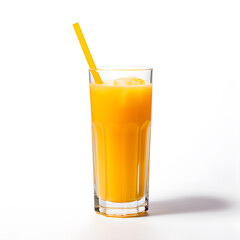 Isolated glass of fresh orange juice, a cold and sweet citrus beverage, perfect for a healthy and refreshing breakfast or anytime drink,Generative Ai