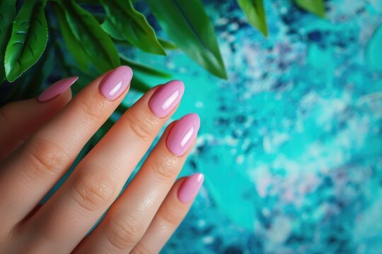 A simple female nail painted with one color nail polish. Clean sip and very elegant. Generative AI