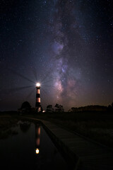 Naklejka na ściany i meble Lighthouse, Milky way, Bodie Island Lighthouse, Outer Banks, North Carolina.jpg