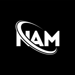 NAM logo. NAM letter. NAM letter logo design. Intitials NAM logo linked with circle and uppercase monogram logo. NAM typography for technology, business and real estate brand.