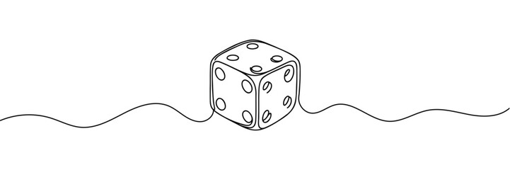 The game cube is drawn in one line. Continuous contour drawing of game cubes. - obrazy, fototapety, plakaty