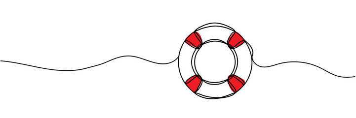 continuous line drawing of a lifebuoy. Lifebuoy background in one line © dariachekman