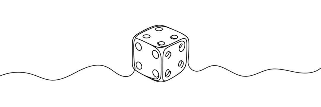 recommend clip art: The game cube is drawn in one line. Continuous contour drawing of game cubes.