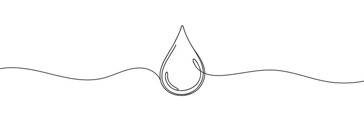 Continuous line drawing of drop. Water drop line icon. One line drawing background. Vector illustration. © dariachekman