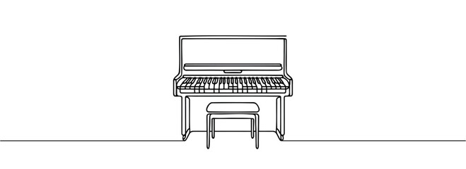 Drawing is a continuous drawing of a piano in one line © dariachekman