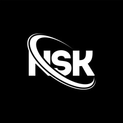 Obraz premium NSK logo. NSK letter. NSK letter logo design. Initials NSK logo linked with circle and uppercase monogram logo. NSK typography for technology, business and real estate brand.