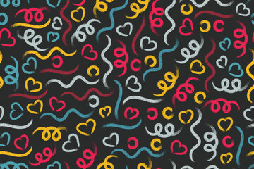 Seamless childish doodle pattern for design of backgrounds, fabrics, wallpapers, covers, wrappers, etc.