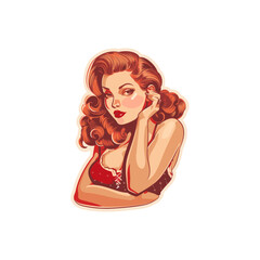 Pin up girl character flat vector design
