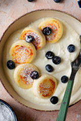 Cheese pancakes with yogurt and berries..style hugge