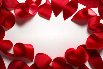 Cute background for Valentine's Day. Background with red ribbons