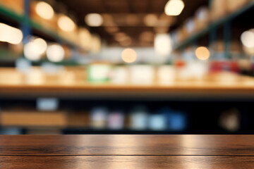 wooden table on blurred background