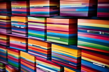Colorful office folders on shelves in the office,  Business concept - obrazy, fototapety, plakaty