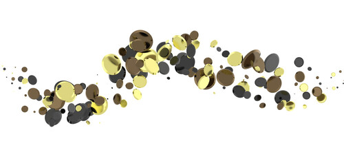 Glorious Cascade: Exquisite 3D Illustration of Glowing gold Confetti