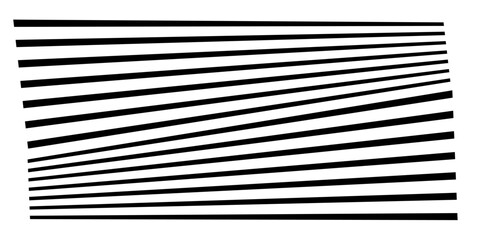 Black on white abstract horizontal straight wave lines in perspective line stripes with 3d dimensional effect isolated on white.