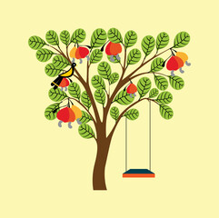 Cartoon Kaju Tree Cashew Tree Sinhala 