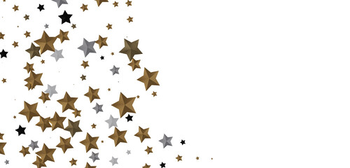 XMAS Banner with golden decoration. Festive border with falling glitter dust and stars.