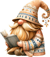 boho gnome Reading a book