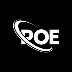 POE logo. POE letter. POE letter logo design. Initials POE logo linked with circle and uppercase monogram logo. POE typography for technology, business and real estate brand.