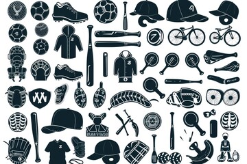 A collection of baseball and softball related items. Perfect for sports enthusiasts and athletes