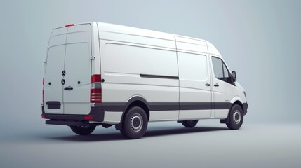 A white van parked on a gray surface. Suitable for transportation, delivery, or urban scenes