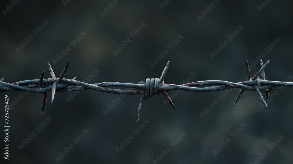 Aufkleber a detailed view of a barbed wire fence. suitable for use in security, confinement, or boundary-relat
