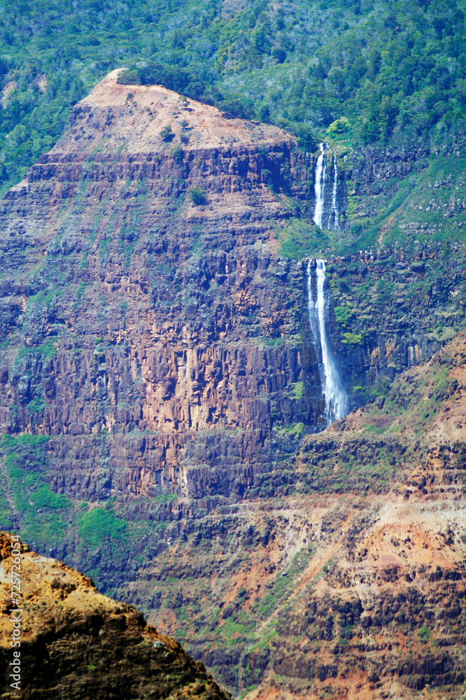 Sticker Waipoo Waterfall, Waimea Canyon, Island of Kauai, Hawaii, United States