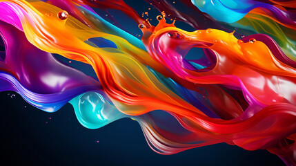 Liquid floating colorful, color splash in rainbow colors,