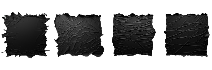  Set of aback torn paper isolated and on a Transparent Background