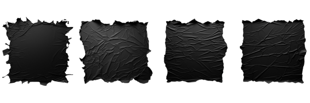  Set of aback torn paper isolated and on a Transparent Background