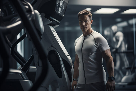 A physically fit man is training in a training center.