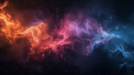 Colorful nebula, cosmic dust in outer space