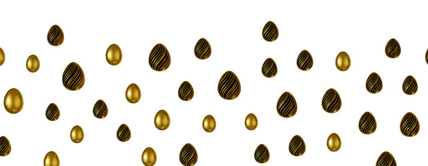 Easter eggs collection. White and gold 3d elegant design elements.