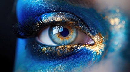 Beautiful female eye painted by a makeup artist. Special concept abstract painting- Generative AI