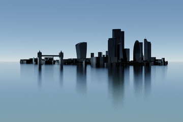 3D illustration of London skyline