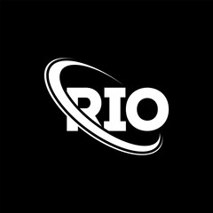 RIO logo. RIO letter. RIO letter logo design. Initials RIO logo linked with circle and uppercase monogram logo. RIO typography for technology, business and real estate brand.