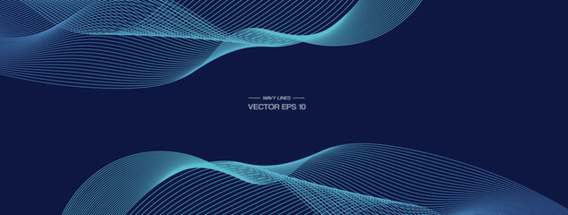 Abstract vector wave flow. Sound oscillation design. Flowing particles.	