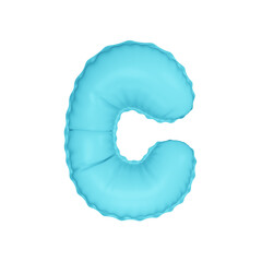 3D light pastel blue color helium balloon letter C